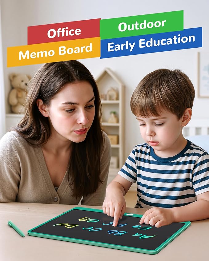 KOKODI LCD Writing Tablet, 16 Inch Colorful Toddler Doodle Board Drawing Tablet, Erasable Reusable Electronic Drawing Pads, Educational and Learning Toy for 3-6 Years Old Boy and Girls(Green)