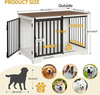 39.4" Heavy Duty Dog Crate Furniture with Barn Door. A thoughtful pick for calmer daily routines.