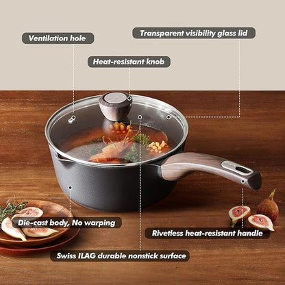 SENSARTE 2.0 & 3.0 Quart Sauce Pan Sets