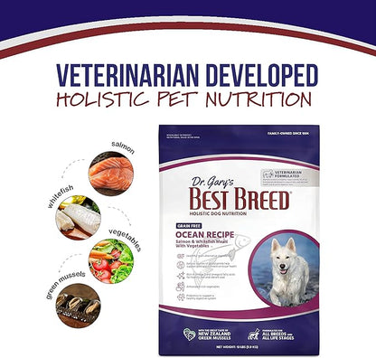 Best Breed Dr. Gary's Grain Free Ocean Recipe Slow-Cooked in USA, Natural Dry Dog Food for All Breeds and Sizes, 26lbs.