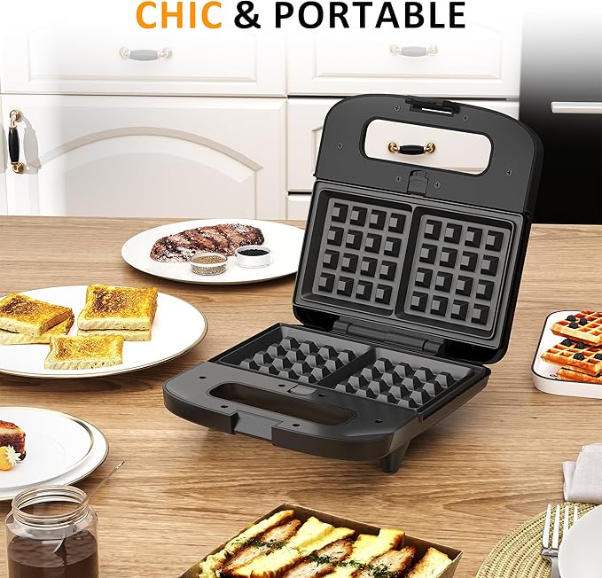 Sunvivi 3 in 1 Electric Sandwich Maker: Panini Press Grill and Waffle Iron Set