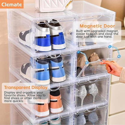 Clemate Upgraded X-Large Shoe Organizer, Shoe Storage Organizer, 12 Pack