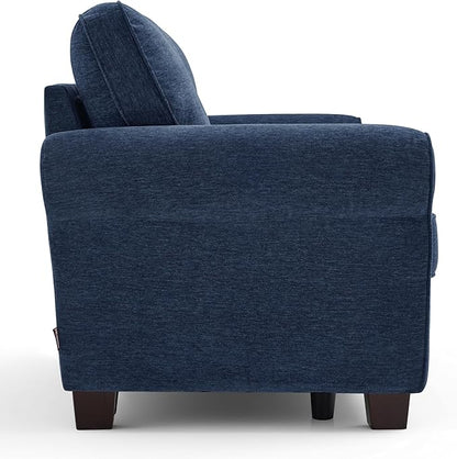 MCombo 67.7" Loveseat Sofa, 2-Seater Small Couch for Small Spaces, Classic Rolled Arm Upholstered Sofa with Solid Wood Legs for Living Room, Removable Cover, Chenille Fabric VE730 (Navy Blue)