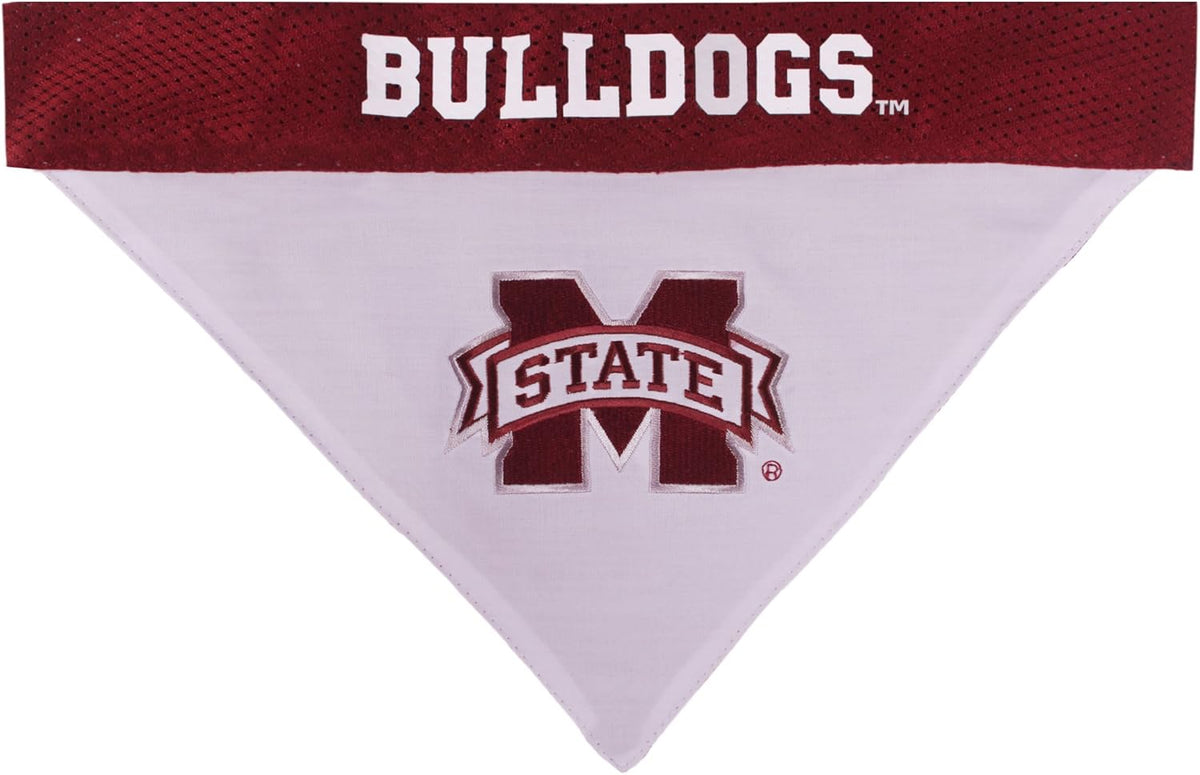 Pets First Collegiate Pet Accessories, Reversible Bandana, Mississippi State Bulldogs, Large/X-Large