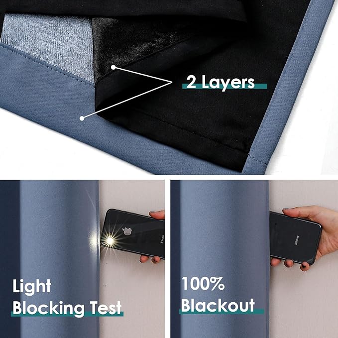 ChrisDowa 100% Blackout Curtains 108 inch Long