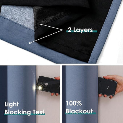 ChrisDowa 100% Blackout Curtains 108 inch Long