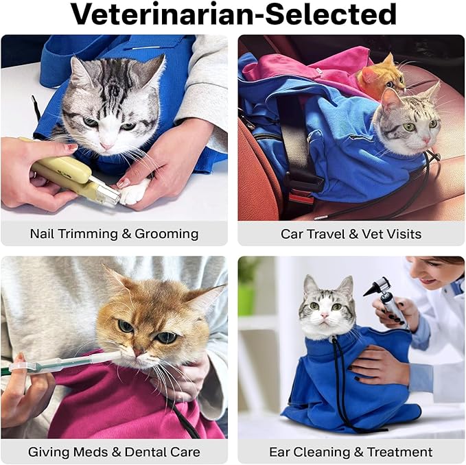 [Cozy Travel] Cat Carrier Pouch, Soft Cat Carrier for Small Cats, Carrying Sack, Restraint Bag for Nail Trimming, Vet Visits, Giving Meds, Dental Care, Car Travel - Magenta Pink