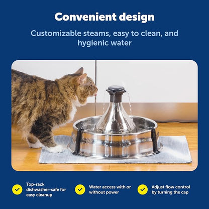 PetSafe Drinkwell Stainless Multi-Pet Fountain, red, 8 lb (PWW00-13705) | Customizable 1-5 Water Streams, Rust/Scratch-Resistant Stainless Steel, Carbon and Foam Filters Included