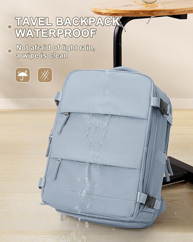coowoz Large Travel Backpack Carry On for Women Man Waterproof Gym Backpack with Laptop Compartment Mochila de Viaje Teacher Personal Item Backpacks Rucksack Airplane Accessories Must Haves Gray Blue