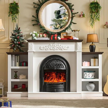 78" Electric Fireplace with Mantel, Birdcage-Style Fireplace Entertainment