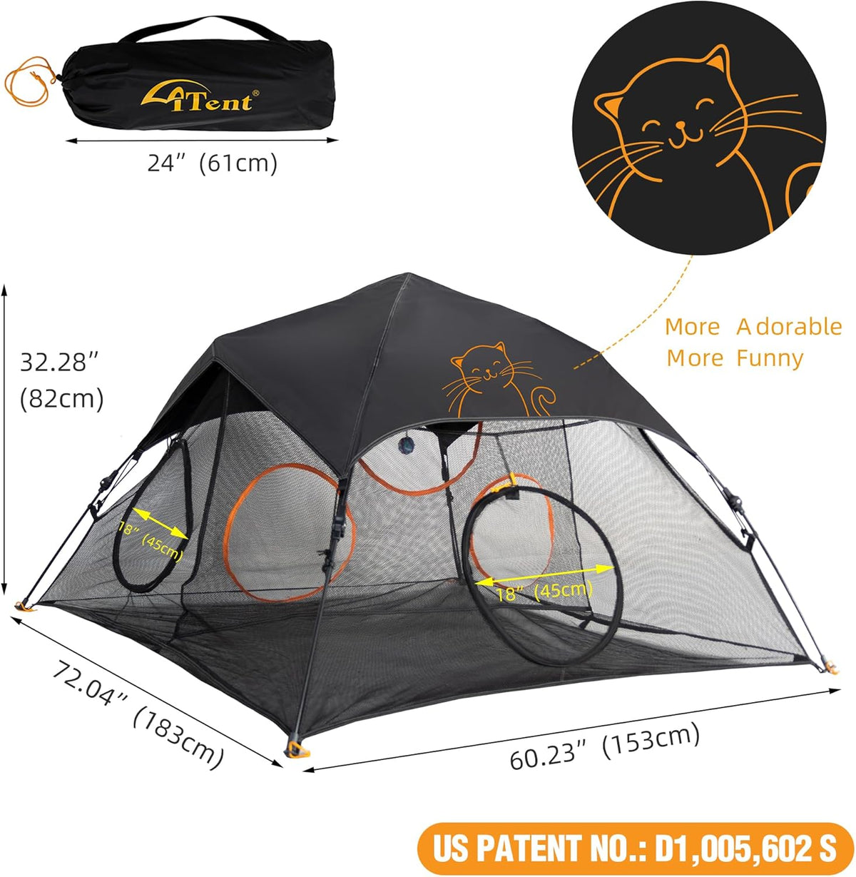 Outdoor Cat Play Tent for Indoors and Outdoors (X- Large Portable Pet House, Outdoor Cat Enclosure for Cats, Rabbits and Small Animals Easy to Connect with Run Tunnels, Cubes (Patented)