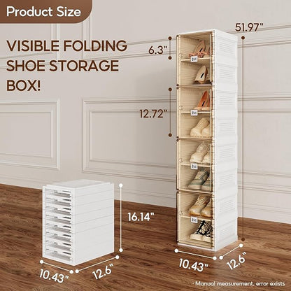 ANTBOX Shoe Organizer Storage Box, Portable Folding Shoe Rack