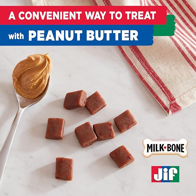 Milk-Bone Peanut Buttery Bites Soft Dog Treats with Jif Peanut Butter, 11.8 Ounce Bag