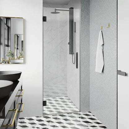 Bathroom Frameless Shower Door 28" W*72" H, 5/16" Clear Tempered Glass Hinged