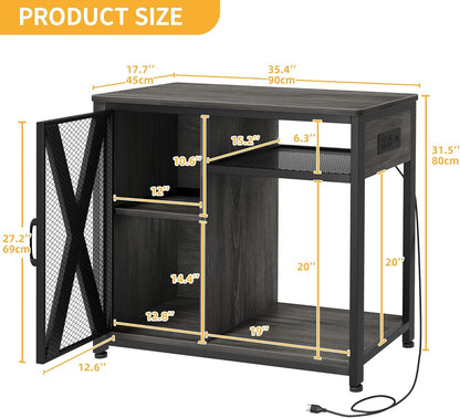 DWVO 40-50 Gallon Aquarium Stand with Power Outlets & LED Light, Cabinet for Fish Tank Accessories Storage - Metal Fish Tank Stand Suitable for Turtle, Reptile Terrarium, 660LBS Capacity, Grey