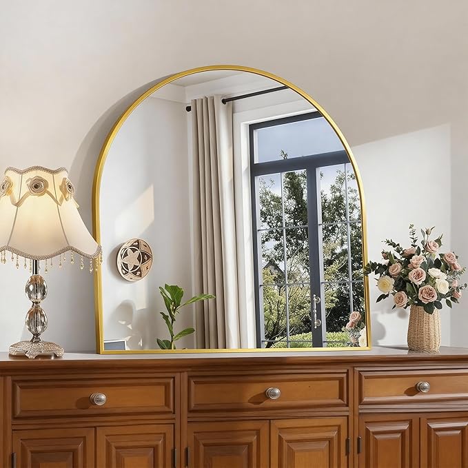 CIRCUMI Arched Wall Mirror, Metal Frame, Large Size