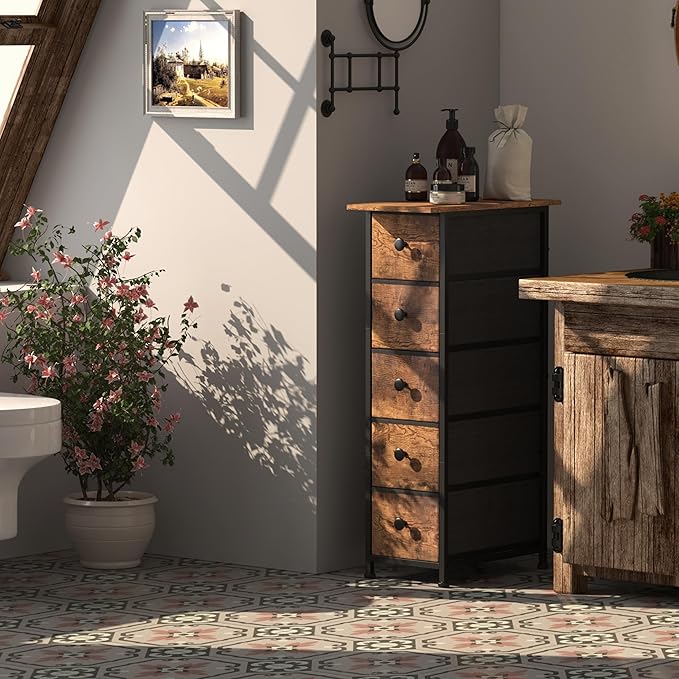 GiftGo Narrow Dresser Vertical Slim Dresser Chest of Drawers Skinny Storage