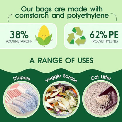 Pet N Pet 800 Counts Unscented Dog Poop Bags Rolls with Tie Handles, 38% Plant Based & 62% PE Poop Bags for Dogs, Extra-Thick Doggie Poo Bag, Pet Waste Bag