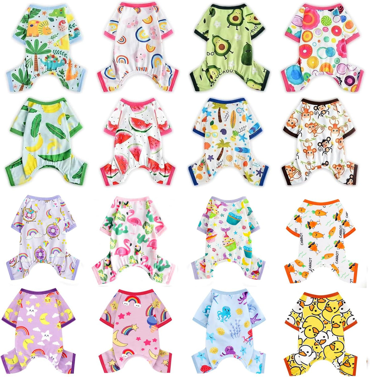 Dog Pajamas Pjs Fall Summer Dog Clothes for Small Dogs Girl - Boy - Medium Size Dogs, Soft Stretchy Puppy Clothes Doggie Onesies Cat Pet Jammies Outfit (Beach, X-Large)
