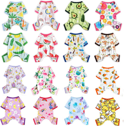 Dog Pajamas Pjs Fall Summer Dog Clothes for Small Dogs Girl - Boy - Medium Size Dogs, Soft Stretchy Puppy Clothes Doggie Onesies Cat Pet Jammies Outfit (Beach, X-Large)