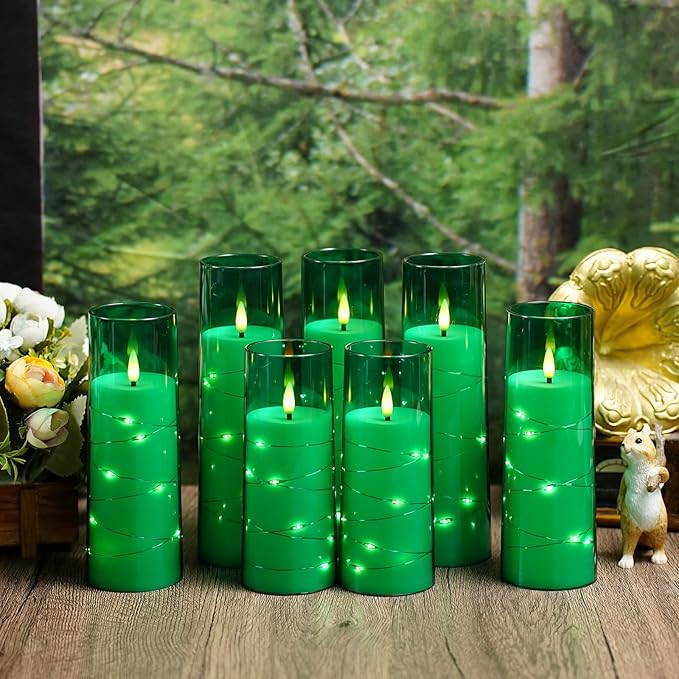 Flameless Candles with Embedded Star String, Battery Operated LED Pillar