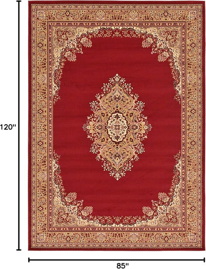 Unique Loom Reza Collection Traditional Persian Style Area Rug, Rectangular 7' 1" x 10' 0", Burgundy/Ivory
