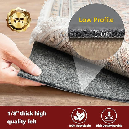BAGAIL Felt and Natural Rubber Backing Rug Pads 1/8” Thick, 7.5 x 10 Ft Non Slip Rug Gripper Keep Rugs in Place, Under Area Rug Protective Cushioned Pads, Carpet Runners, Hardwood Floors Protection