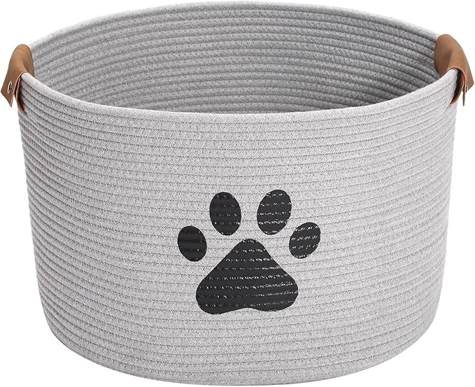 Morezi Dog toy bin pet cat toy box baskets in large suff storage - Perfect for collect toys, grooming stuff, closthing, diapers for Living Room, Playroom, Closet, Home - Gray