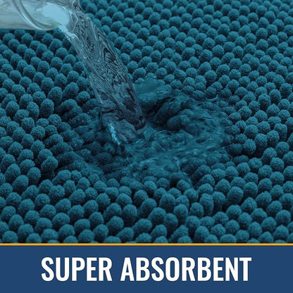 Arotive Bathroom Rugs 24x16, Extra Soft Absorbent Shaggy Chenille Bath Rugs, Machine Washable Rubber Backing Non-Slip Bath Mats for Bathroom Floor Tub and Shower, Home Decor Accessories, Peacock Blue