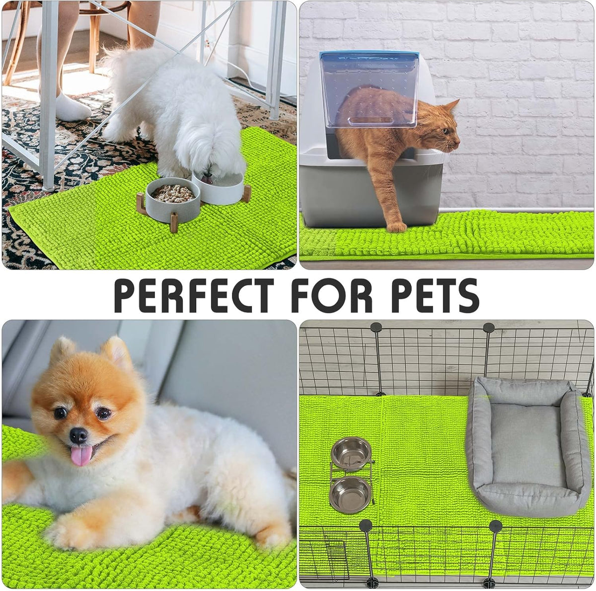 Amylove 4 Pcs Guinea Pig Cage Liner Guinea Pig Bedding Washable Fleece Pee Pads Reusable Small Animals Training Mat Small Animal Sleeping Bed for Bunny Hamster(Green,16 x 24 Inch)
