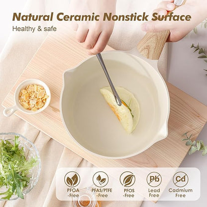SENSARTE 1.5 & 2.5 Quart Ceramic Sauce Pan Sets