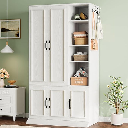 LIKIMIO Armoire Wardrobe Closet 70" H, 5 Doors Bedroom Wooden Wardrobe