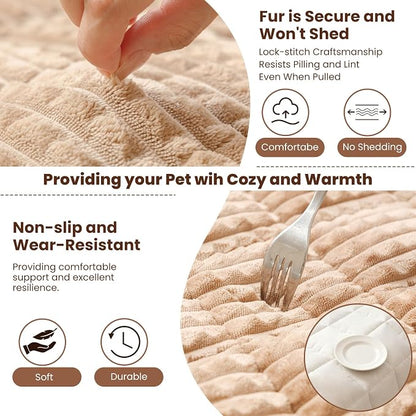 Couch Cover for Dogs Washable, Non Slip Couch Covers for 3 Cushion Sofa Pet Friendly, Fuzzy Pet Couch Cushion Covers for Dog, Thick, Soft for Sofa Protector (Camel, 27.6" x 70.9"/70 x 180cm)