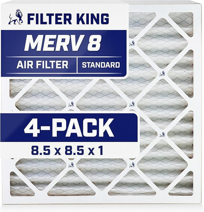 Filter King 8.5x8.5x1 Air Filter | 4-PACK | MERV 8 HVAC Pleated A/C Furnace