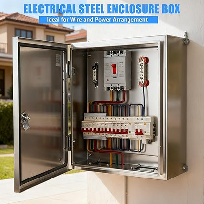 Electrical Enclosure 12x8x6, 304 Stainless Steel Enclosure IP66 Waterproof and
