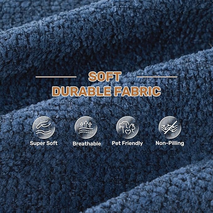 114 Inch Boneless Couches for Living Room,Modern Modular Sectional Sofa with Chaise,L-Shape Cloud Sectional Couch,No Assembly Required,Dark Blue