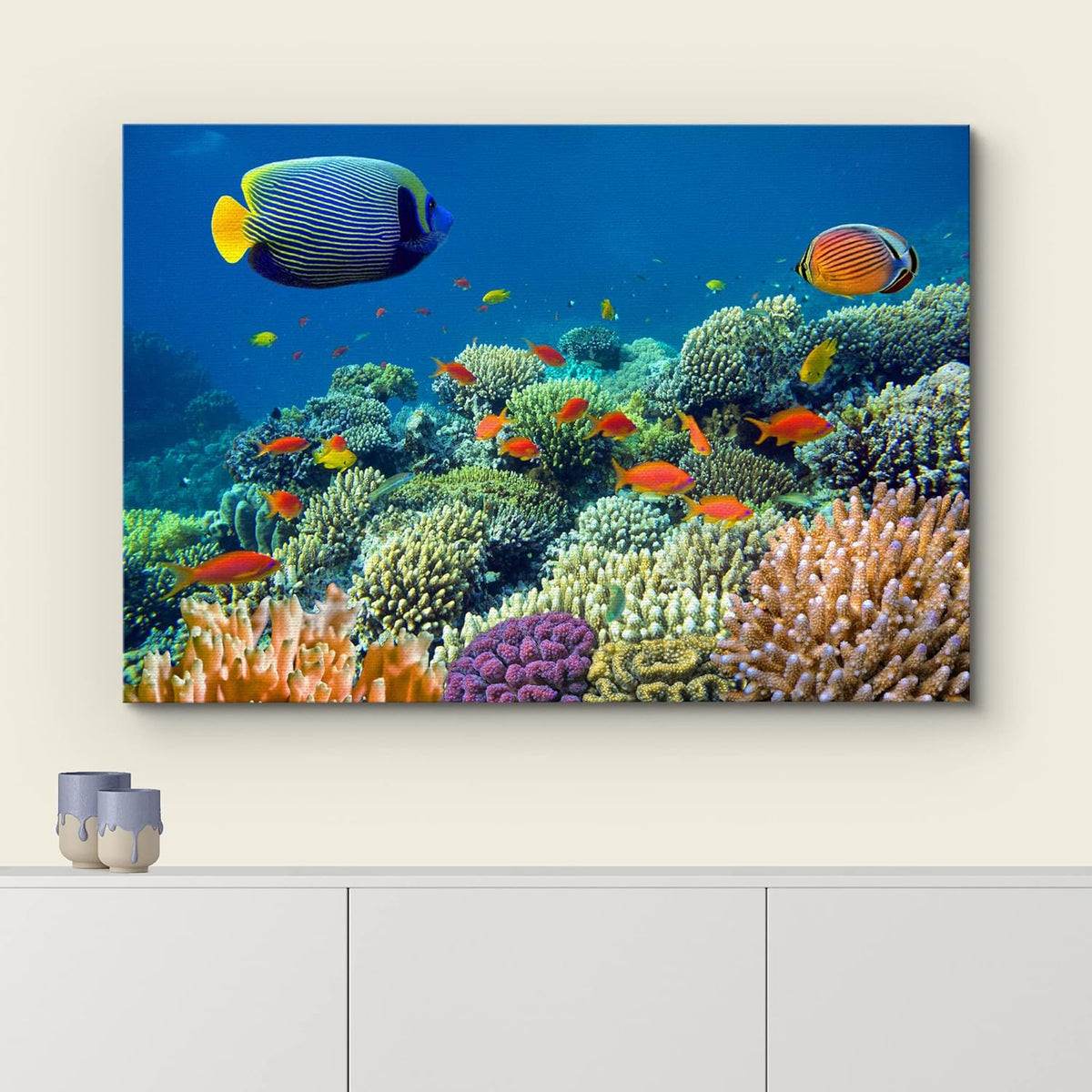 wall26 Canvas Print Wall Art Tropical Underwater Sea Coral Reef Fish Nature Animals Photography Realism Rustic Scenic Landscape Wilderness Earth Colorful for Living Room, Bedroom, Office - 24"x36"