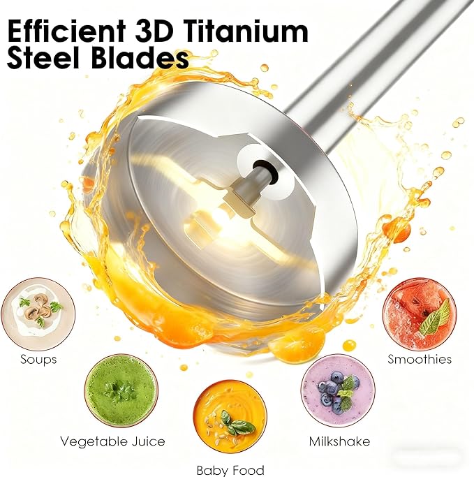 Blackcow Immersion Blender Handheld, 800W Powerful Electric Hand Blender