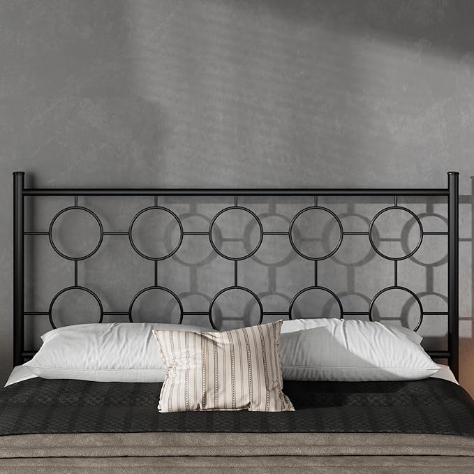 Full Size Classic Metal Platform Bed Frame with Headboard and Footboard, Victorian Style Iron Bedframe with 12 inch of Storage Under Frame, Slat Support, No Springs Required, Easy to Assemble (Black)