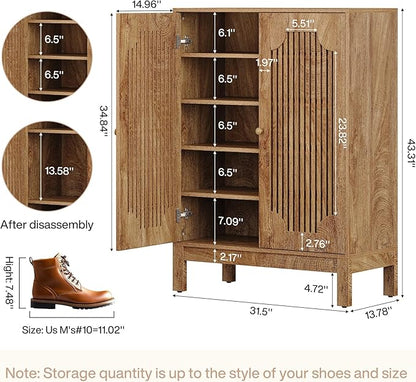 Tribesigns Shoe Cabinet with Doors, 5-Tier Shoe Storage Cabinet with Adjustable