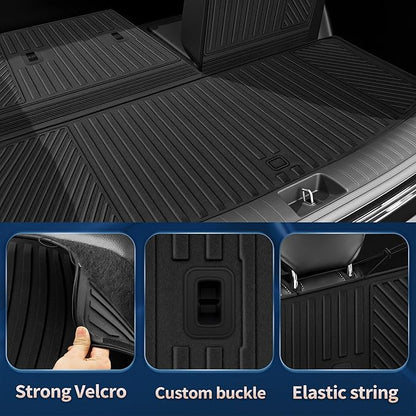 2026 Palisade Floor Mats Only Fuel 7-Seat All Weather TPE Cargo Mat with Backrest Mat for Hyundai Palisade Accessories 2026 SE/SEL Convenience/SEL Premium/Limited/XRT PRO/Calligraphy Black
