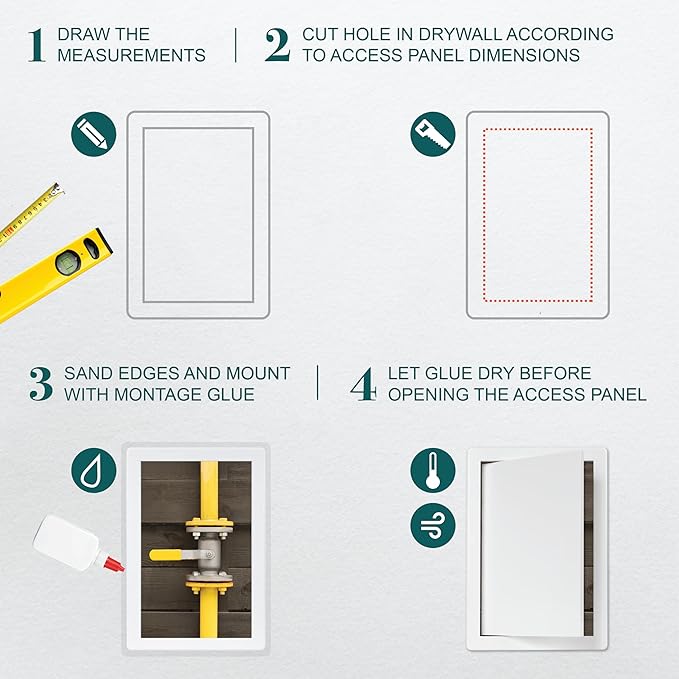 8" x 12" White Plastic Access Panel. Service Shaft Door Panel. Plumbing