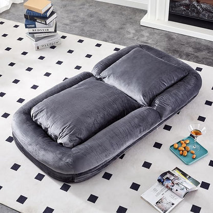 Stylish Grey Floor Lounge Chair - Versatile Folding Sofa with 5 Adjustable Positions for Comfort & Relaxation!