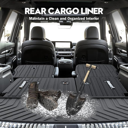 KUST Cargo Mat for 2020-2025 Kia Telluride 7 Seats, Rubber Rear Trunk Liner with 2nd/3rd Row Backrest Kick Mat for Telluride Accessories High Edge Cover All Weather Protection