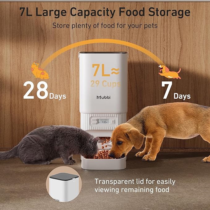 Automatic Cat Feeders, 7L/29 Cups Automatic Dog Feeder