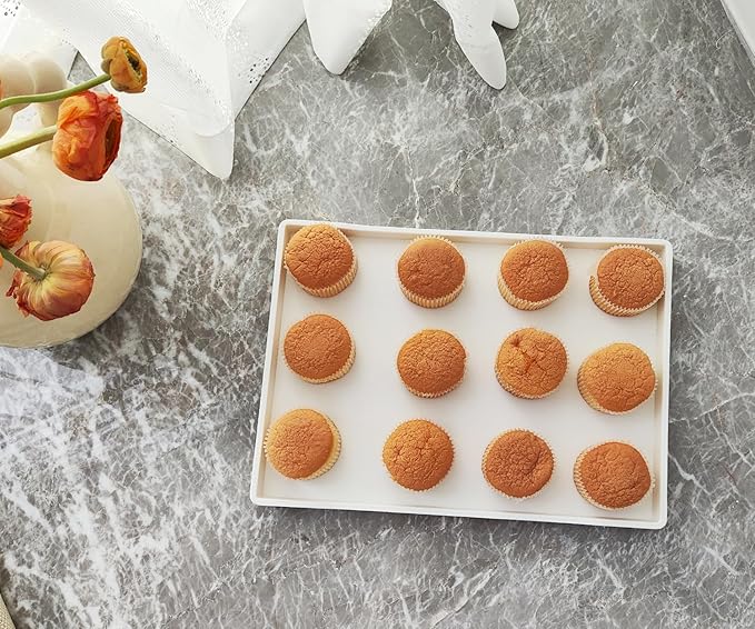 White Serving Tray (11.8 x 8.7 inch) for Serving Accessory, Spa, Coffee, Drinks, Wine, Tea, Bar, Party, Seasoning, Perfume and Display Use.