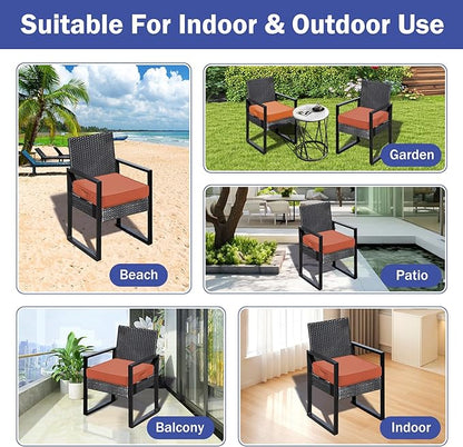 Patio Chair Cushions, 19" x 19" x 3" Outdoor Chair Cushions Set of 4, Waterproof Outdoor Cushions for Patio Furniture, Outdoors Seat Cushions Set of 4 with Handle and Ties, Spice