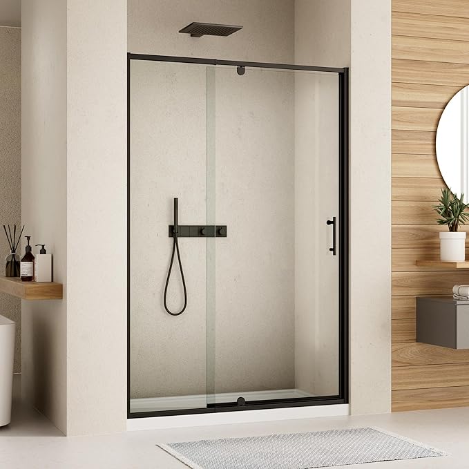 Pivot Shower Door, 38-42" W x 71" H Semi-Frameless Swing Glass Shower Door