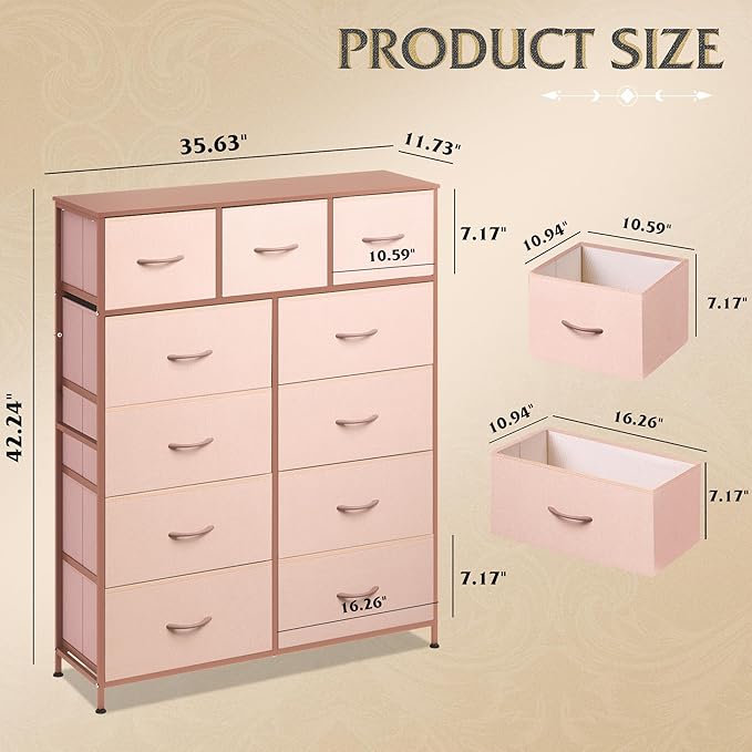 WLIVE Tall Dresser for Bedroom, Fabric Dresser Storage Tower, Chest of Drawers