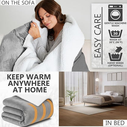 Heated Blanket Electric Luxurious Fleece Twin Blanket, 9 Heat Settings & 12H